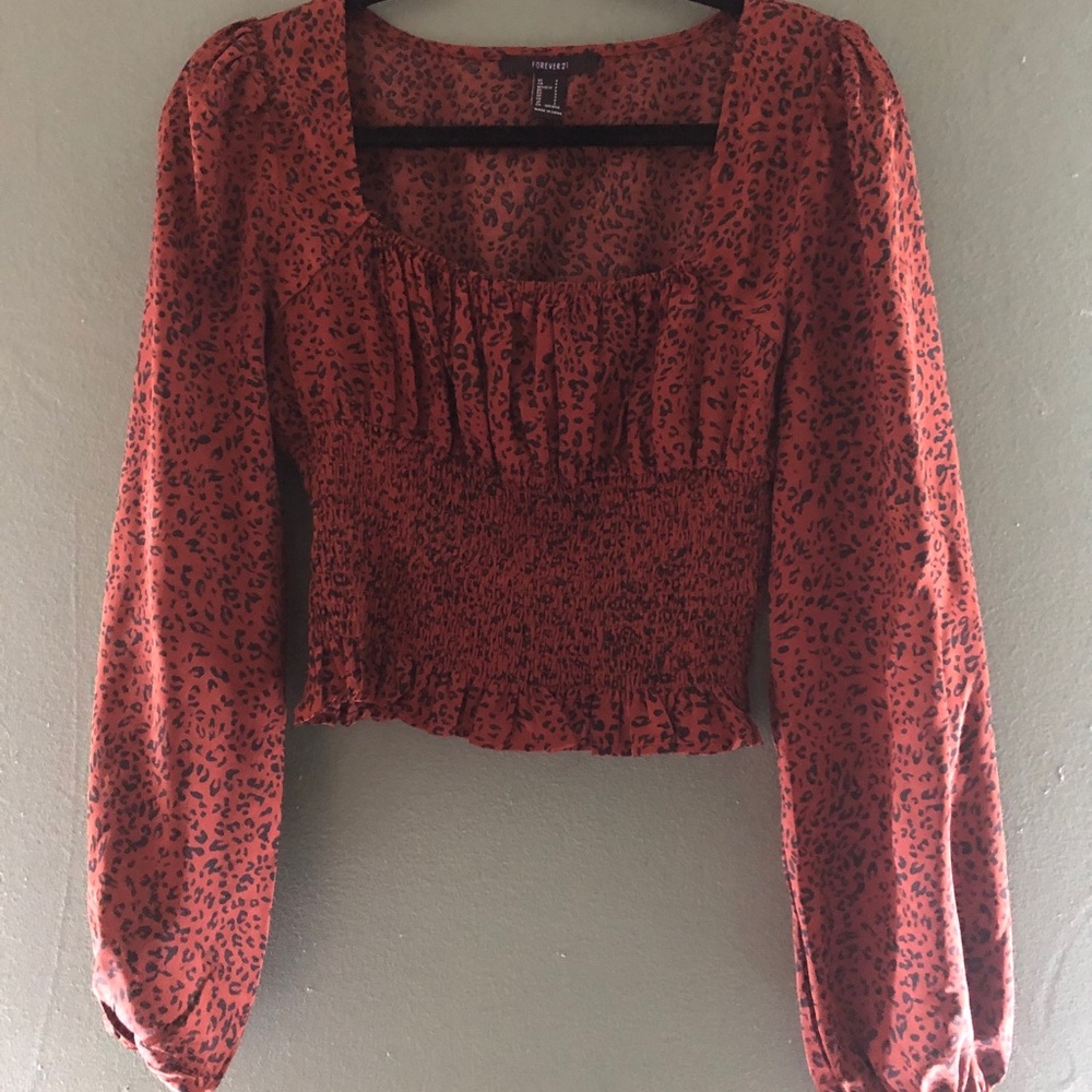 Leopard Print Satin Top